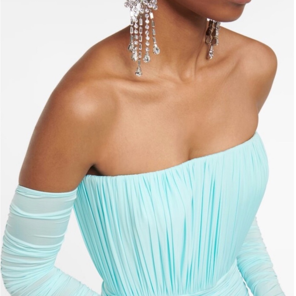 Alex Perry Blue Asymmetrical Ruched Bodycon Dress - Picture 3 of 5